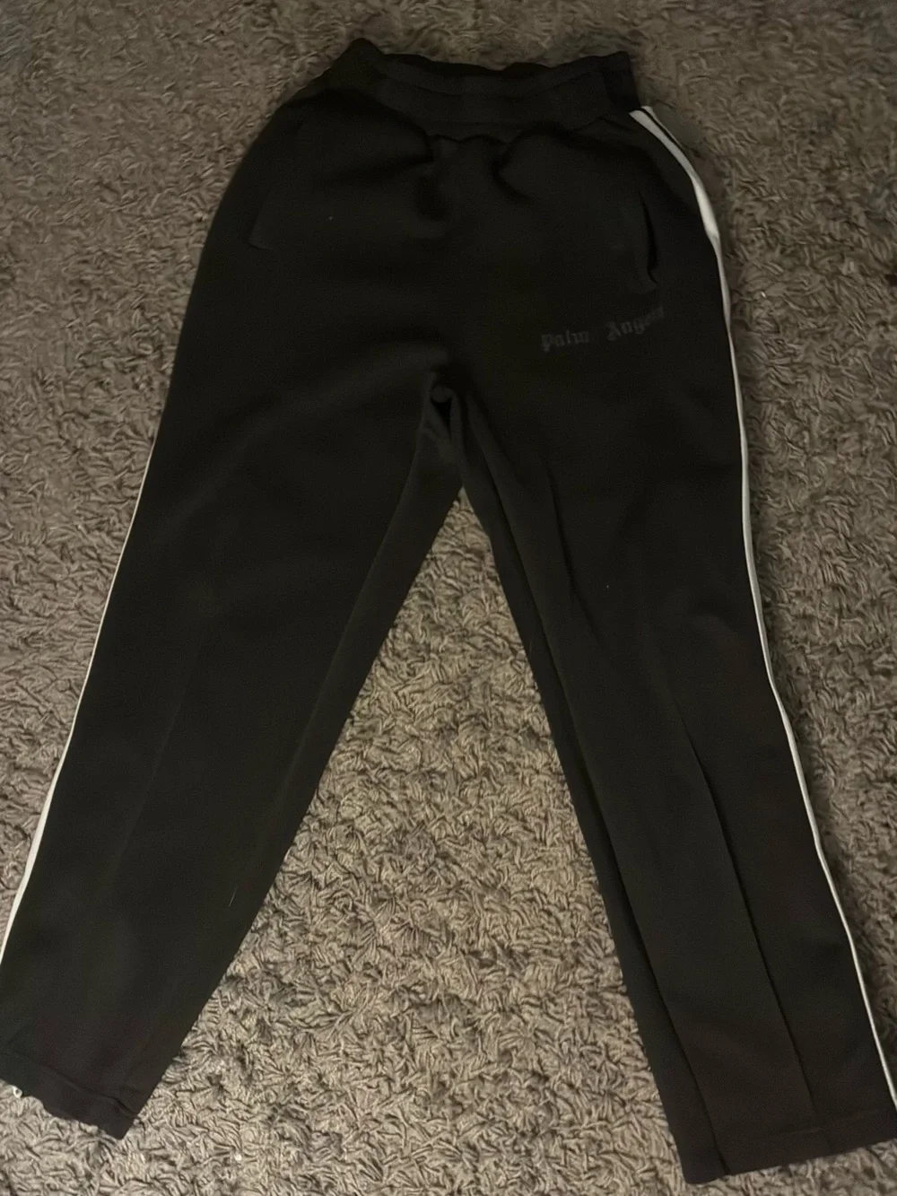 Palm Angels Black Jogger Pants with White Side Stripe